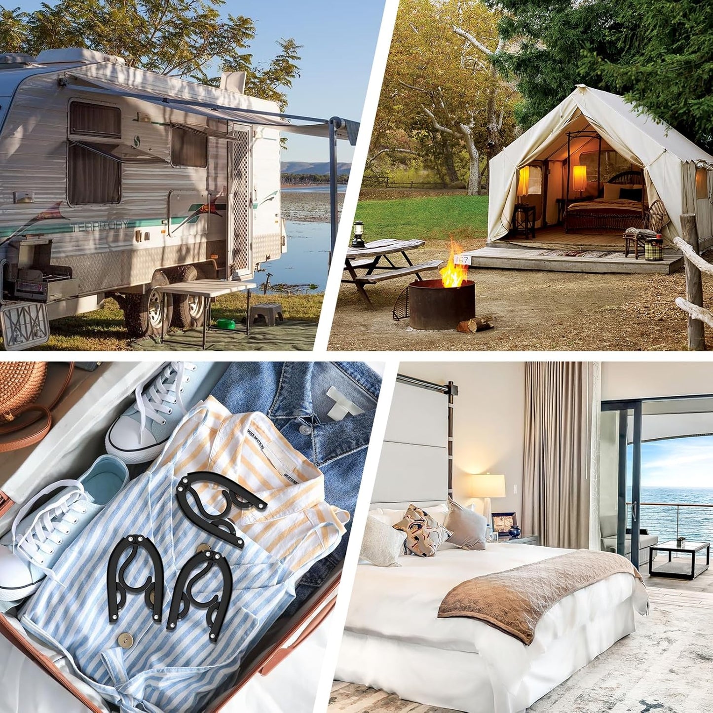 Neele 12 Pack Foldable Travel Clothes Hangers in Sleek Black - Perfect for Organization and Travel!