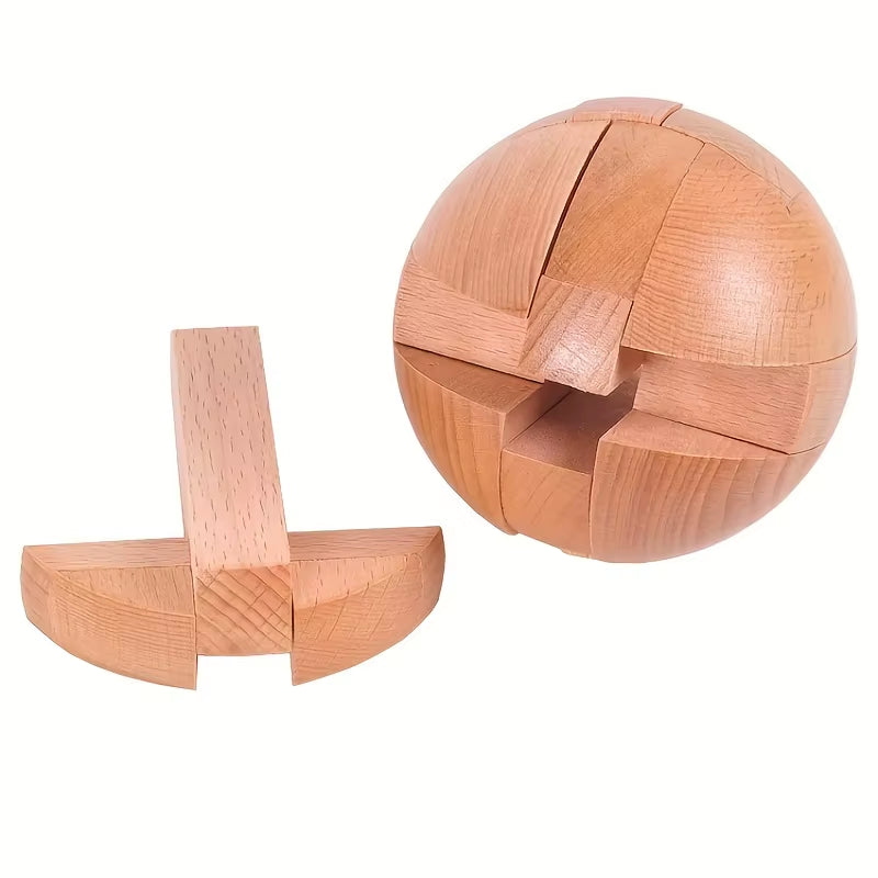 Unlock Your Creativity with the Classic Wooden Kongming Lock Puzzle - A Brain Teaser Magic Ball for All Ages 14+