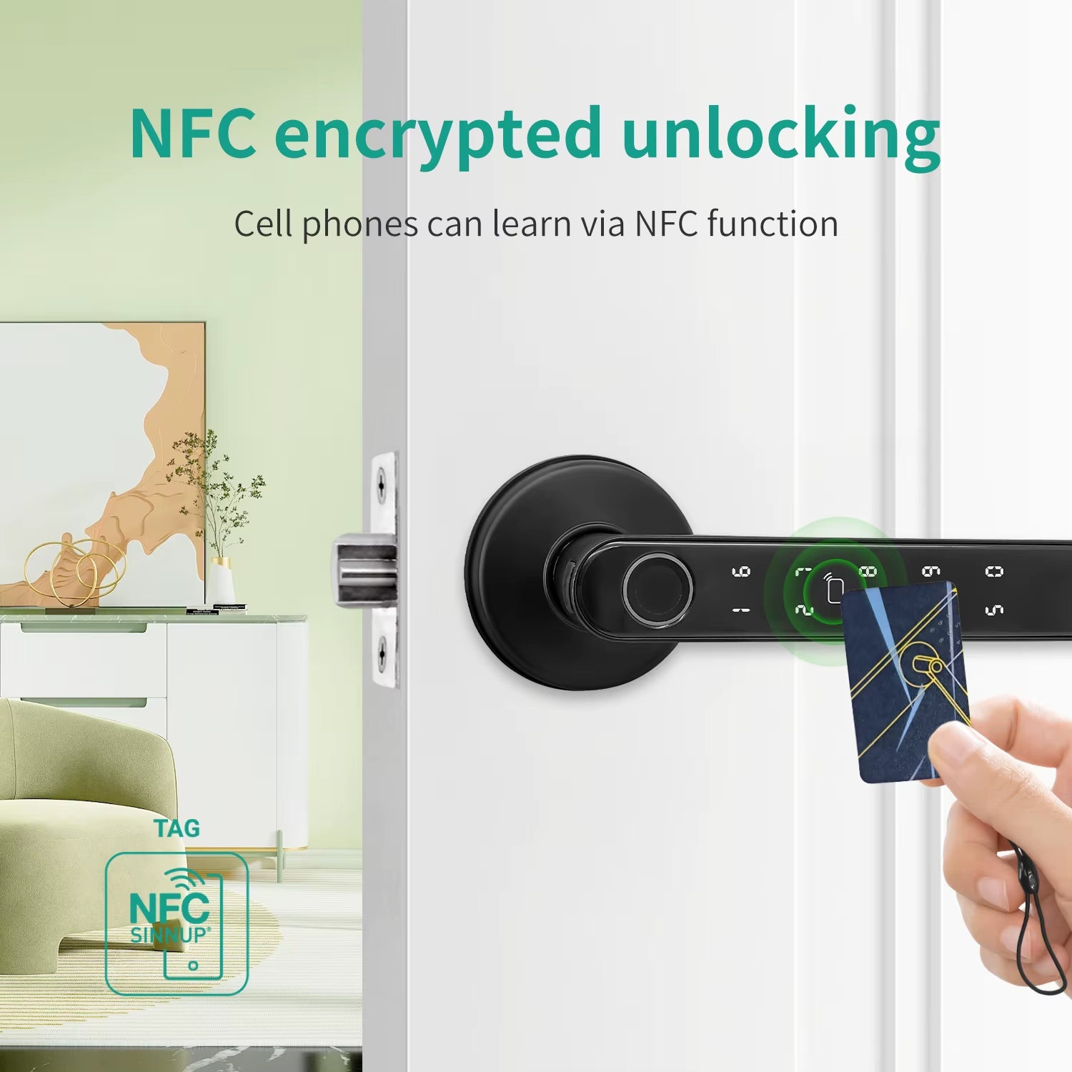 Revolutionize Your Home Security with the Smart Tuya 5-in-1 Fingerprint Door Lock - Effortless Access via Remote Control, App, Password, and IC Card!