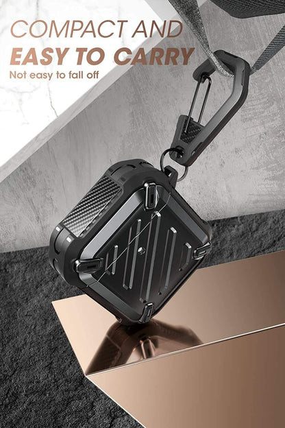 Unicorn Beetle Pro Series Rugged Full-Body Case for AirPods 1 & 2 with Carabiner - Black Finish