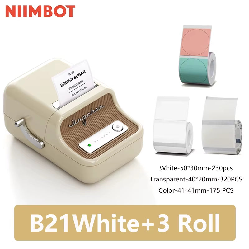 B21 Mini Portable Thermal Label Printer - Perfect for Home and Office, Bluetooth Enabled, Long-lasting Battery
