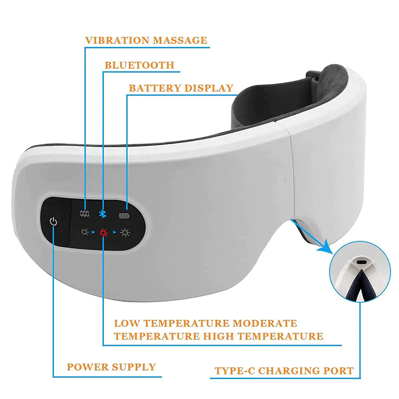 Revitalize Your Eyes with the 4D Electric Smart Eye Massager - Bluetooth Heated Vibration for Ultimate Eye Care