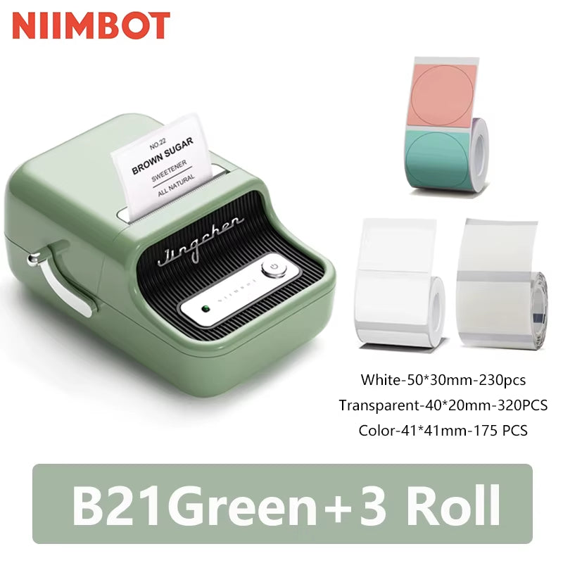 B21 Mini Portable Thermal Label Printer - Perfect for Home and Office, Bluetooth Enabled, Long-lasting Battery