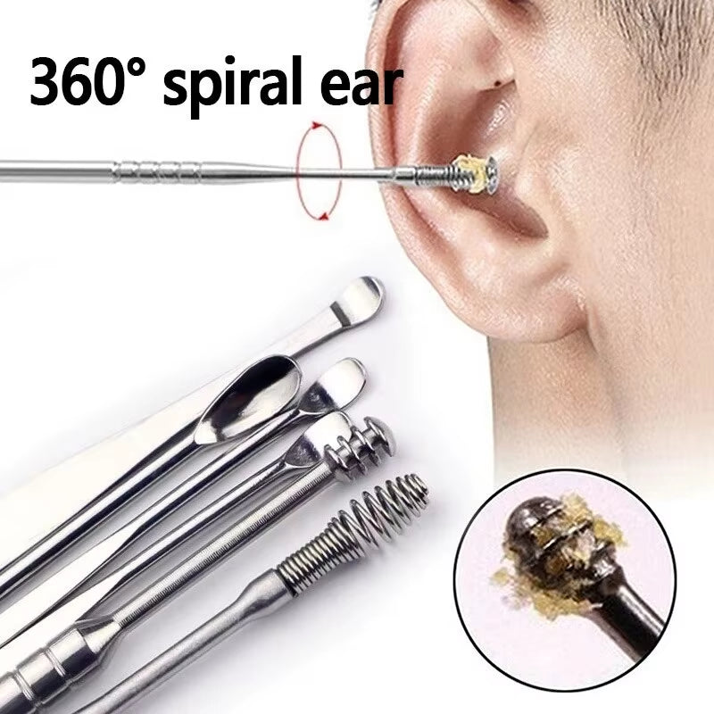 6-Piece Stainless Steel Ear Wax Picker Set - Ultimate Ear Care Kit for Safe and Effective Ear Cleaning