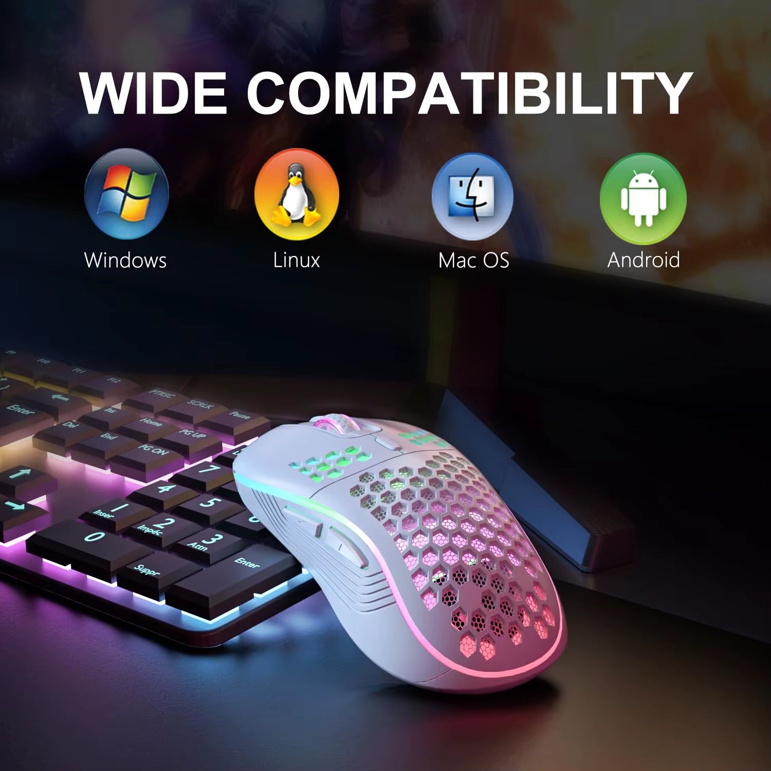 Experience Ultimate Gaming Precision with the 2.4G Wireless RGB Backlit Mouse - Ergonomic 6-Button Design with Rechargeable Convenience