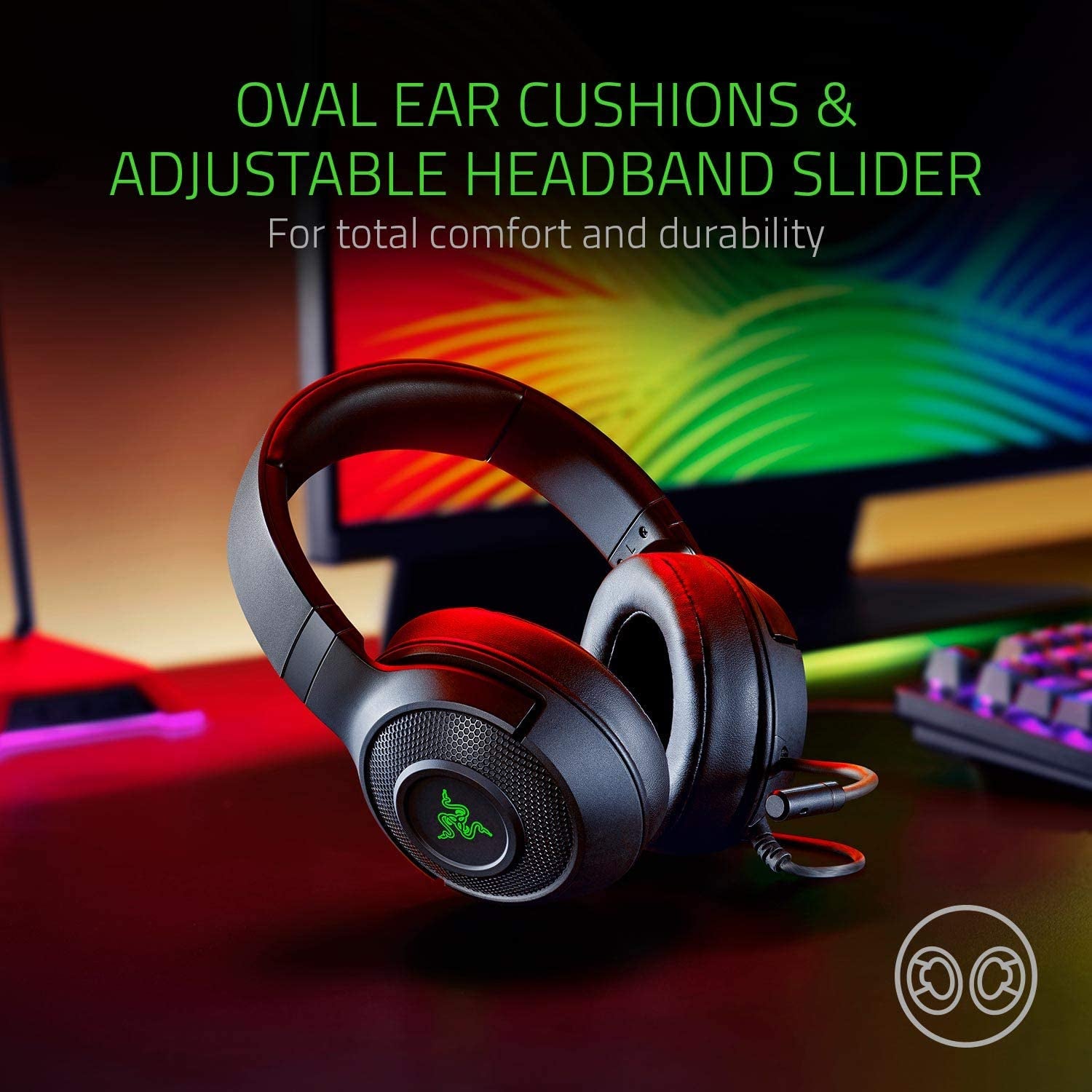 Experience Ultimate Gaming with the Razer Kraken X USB Headset - Lightweight, 7.1 Surround Sound, and Noise-Cancelling Mic in Classic Black with Striking Green Lighting