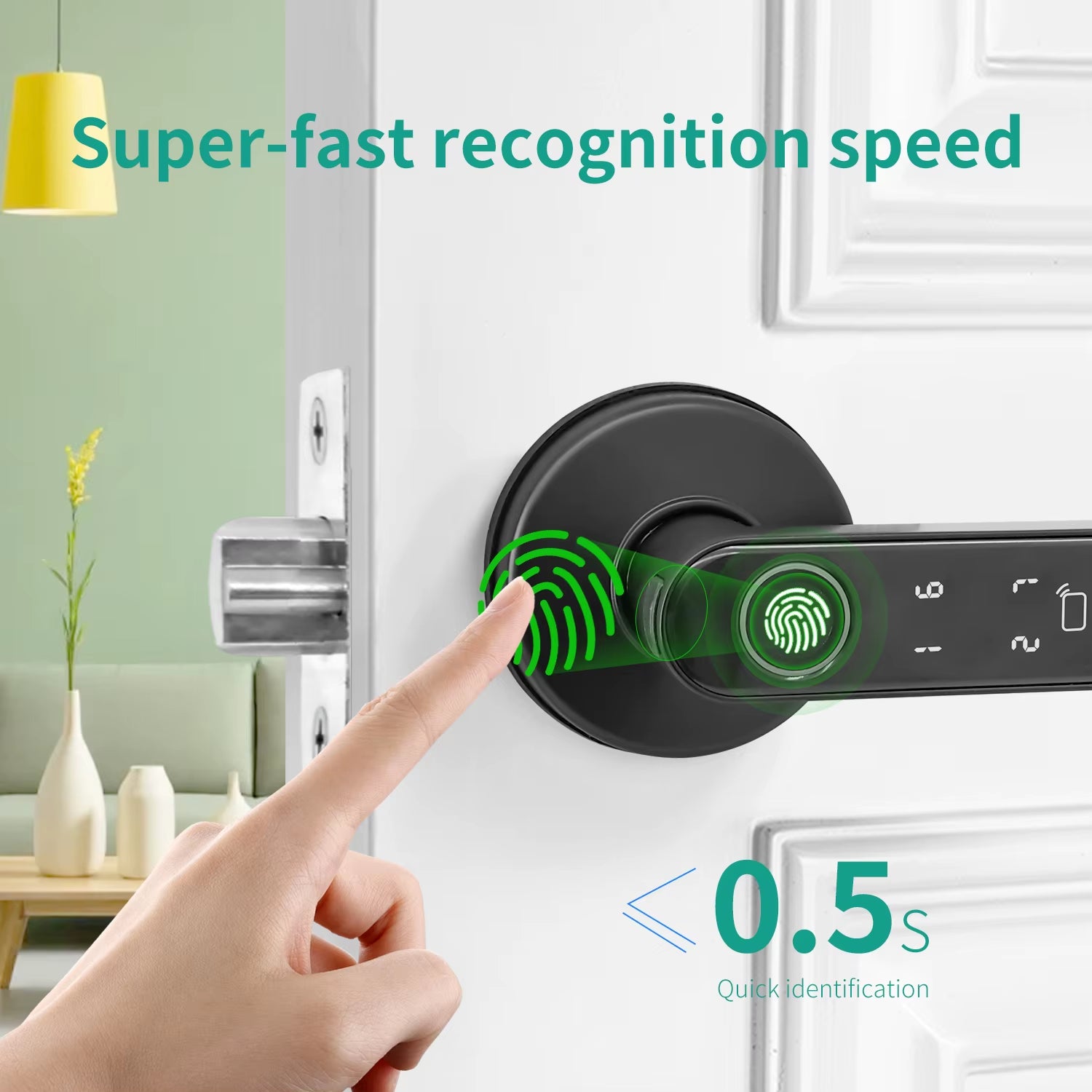 Revolutionize Your Home Security with the Smart Tuya 5-in-1 Fingerprint Door Lock - Effortless Access via Remote Control, App, Password, and IC Card!