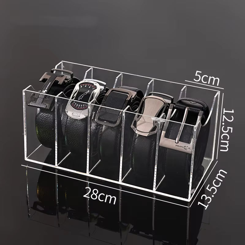 Maximize Your Closet Space with Our Versatile 3/5/7 Grid Acrylic Belt Organizer Boxes - Perfect for Ties, Bow Ties, and Belts!