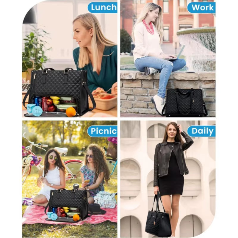 Chic 2-in-1 Insulated Lunch Bag & Laptop Carrier - Stylish, Leak-Proof Cooler for Work & Outdoor Adventures