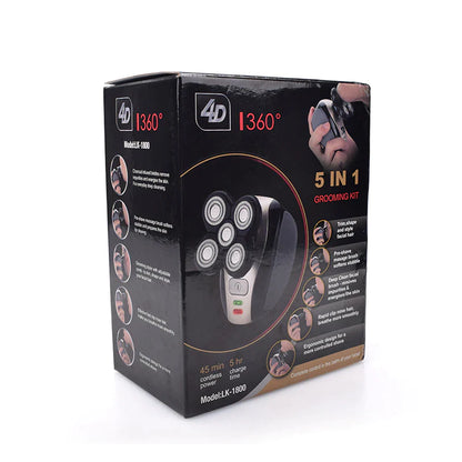 Revolutionary 5-in-1 4D Rotary Electric Shaver & Trimmer - Perfect for Bald Heads and Beards, Rechargeable and Versatile!