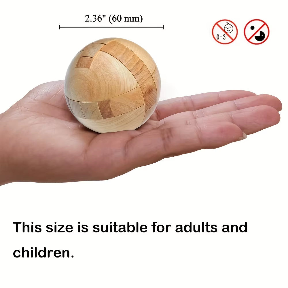 Unlock Your Creativity with the Classic Wooden Kongming Lock Puzzle - A Brain Teaser Magic Ball for All Ages 14+
