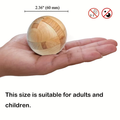 Unlock Your Creativity with the Classic Wooden Kongming Lock Puzzle - A Brain Teaser Magic Ball for All Ages 14+