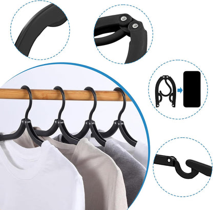 Neele 12 Pack Foldable Travel Clothes Hangers in Sleek Black - Perfect for Organization and Travel!