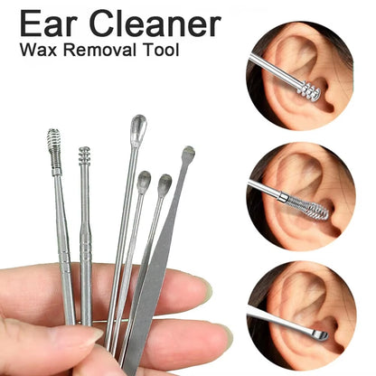 6-Piece Stainless Steel Ear Wax Picker Set - Ultimate Ear Care Kit for Safe and Effective Ear Cleaning