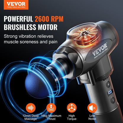 Experience Ultimate Pain Relief with the VEVOR Deep Tissue Massage Gun - 9 Speed Levels & 6 Interchangeable Heads for Unmatched Muscle Relaxation