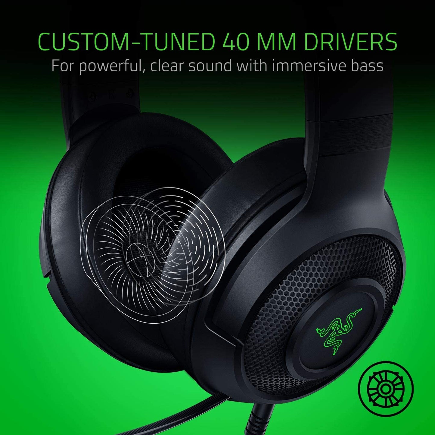 Experience Ultimate Gaming with the Razer Kraken X USB Headset - Lightweight, 7.1 Surround Sound, and Noise-Cancelling Mic in Classic Black with Striking Green Lighting