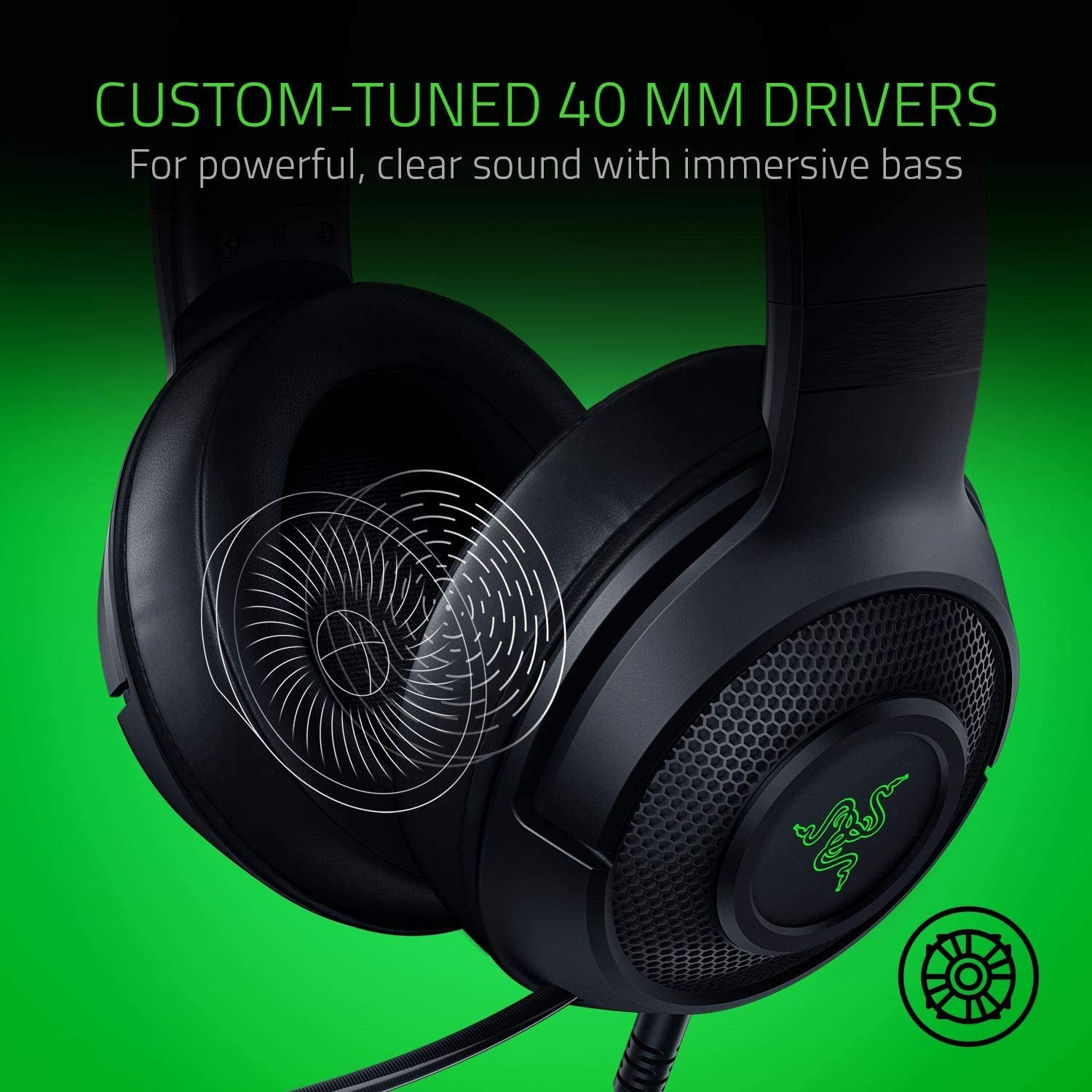 Experience Ultimate Gaming with the Razer Kraken X USB Headset - Lightweight, 7.1 Surround Sound, and Noise-Cancelling Mic in Classic Black with Striking Green Lighting