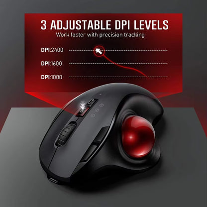 Revolutionize Your Computing Experience with the Ergonomic Bluetooth Wireless Trackball Mouse - Rechargeable, Dual-Mode Connectivity for Mac and Windows!
