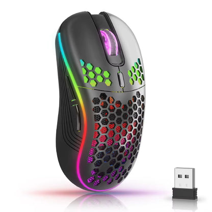 Experience Ultimate Gaming Precision with the 2.4G Wireless RGB Backlit Mouse - Ergonomic 6-Button Design with Rechargeable Convenience
