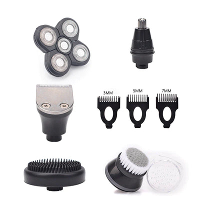 Revolutionary 5-in-1 4D Rotary Electric Shaver & Trimmer - Perfect for Bald Heads and Beards, Rechargeable and Versatile!