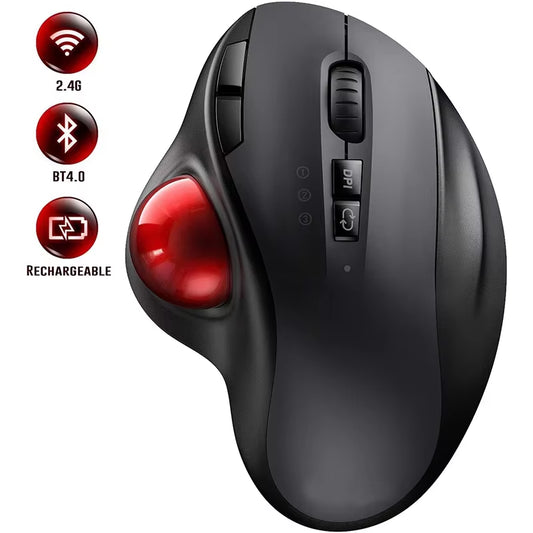 Revolutionize Your Computing Experience with the Ergonomic Bluetooth Wireless Trackball Mouse - Rechargeable, Dual-Mode Connectivity for Mac and Windows!