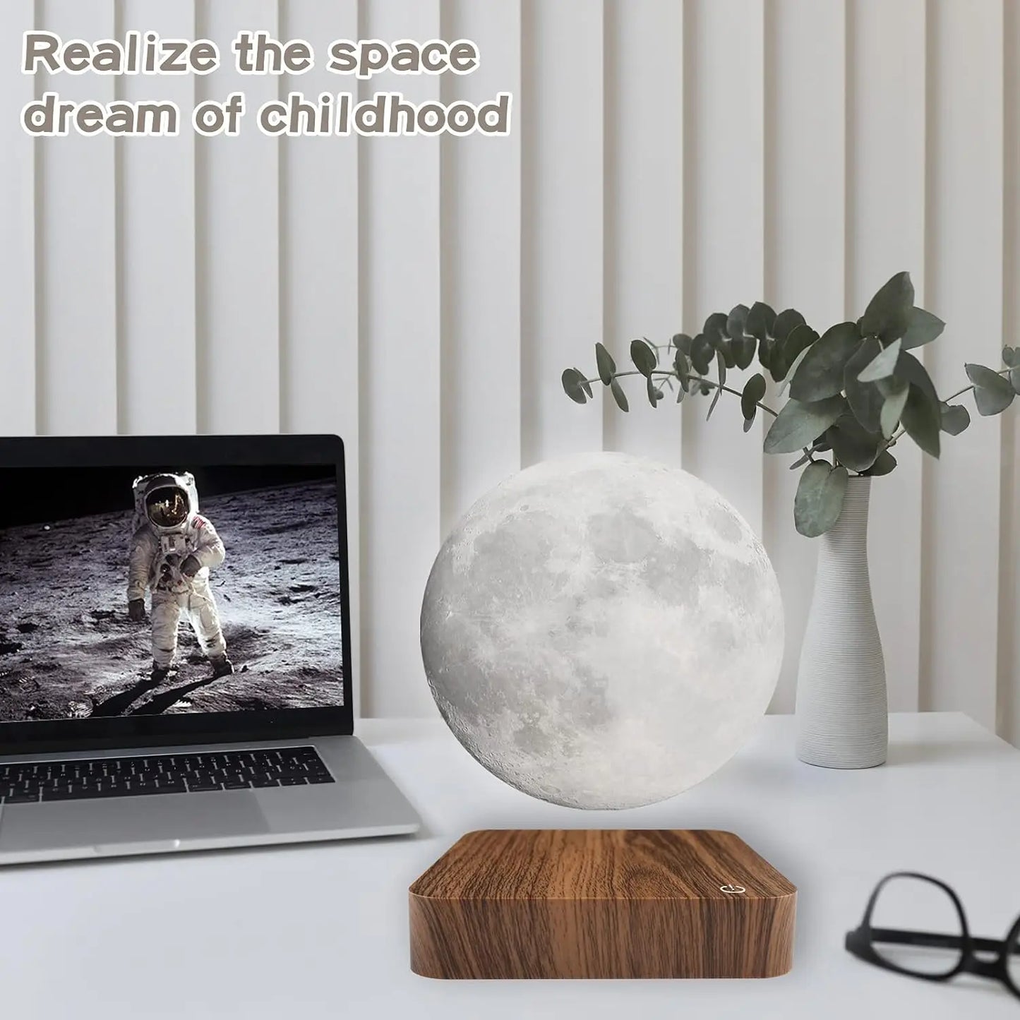 Enchanting Levitating Moon Night Light - 3 Color Temperatures & Creative 3D Design with Wooden Base for Unique Gifts and Office Decor