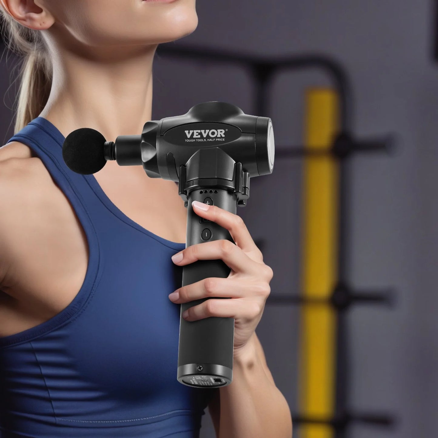 Experience Ultimate Pain Relief with the VEVOR Deep Tissue Massage Gun - 9 Speed Levels & 6 Interchangeable Heads for Unmatched Muscle Relaxation