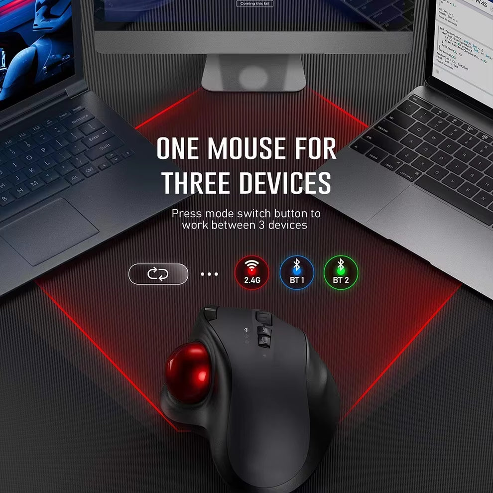 Revolutionize Your Computing Experience with the Ergonomic Bluetooth Wireless Trackball Mouse - Rechargeable, Dual-Mode Connectivity for Mac and Windows!