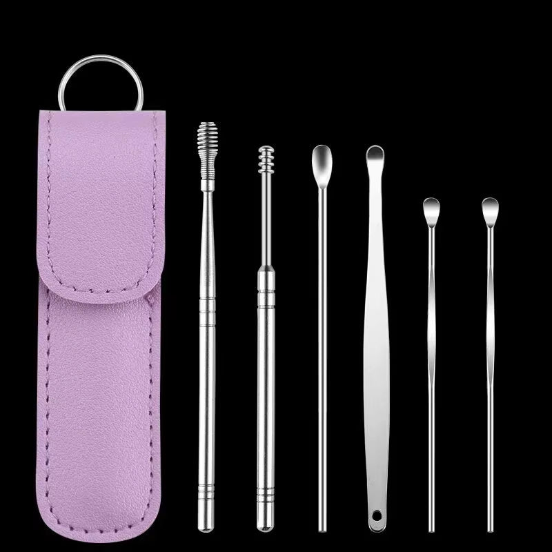 6-Piece Stainless Steel Ear Wax Picker Set - Ultimate Ear Care Kit for Safe and Effective Ear Cleaning