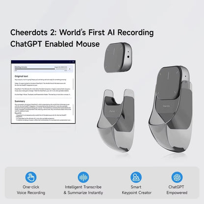 Revolutionary AI Smart Wireless Bluetooth Mouse with Detachable Laser Pointer & Voice Recording - Your Ultimate Presentation Companion