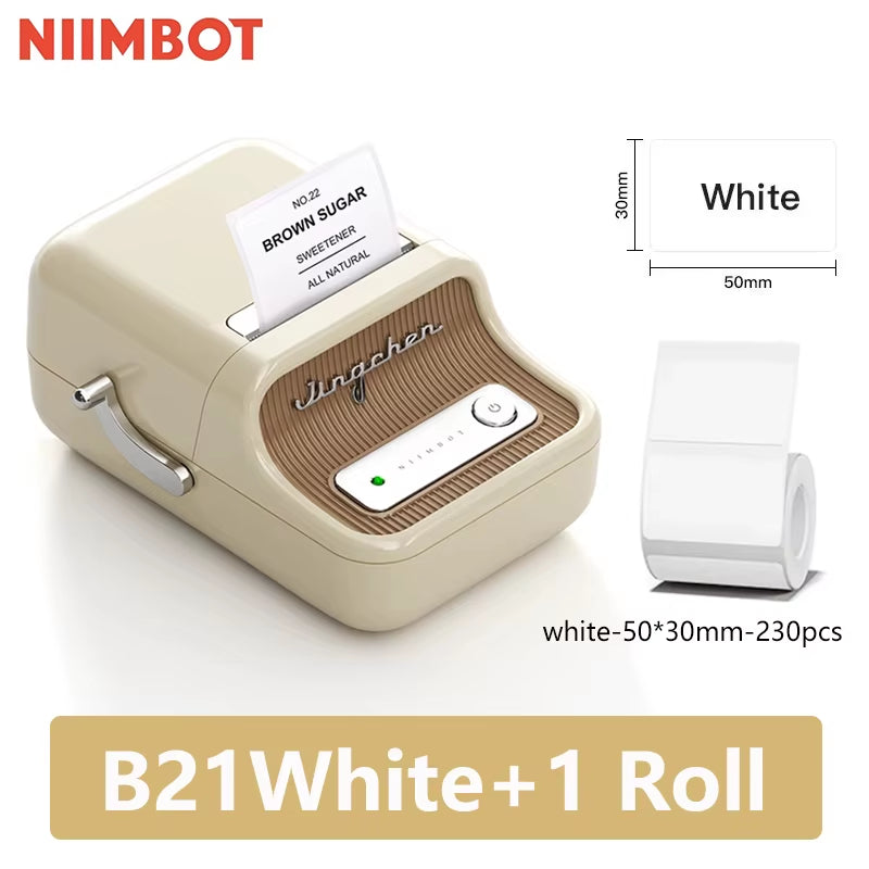 B21 Mini Portable Thermal Label Printer - Perfect for Home and Office, Bluetooth Enabled, Long-lasting Battery