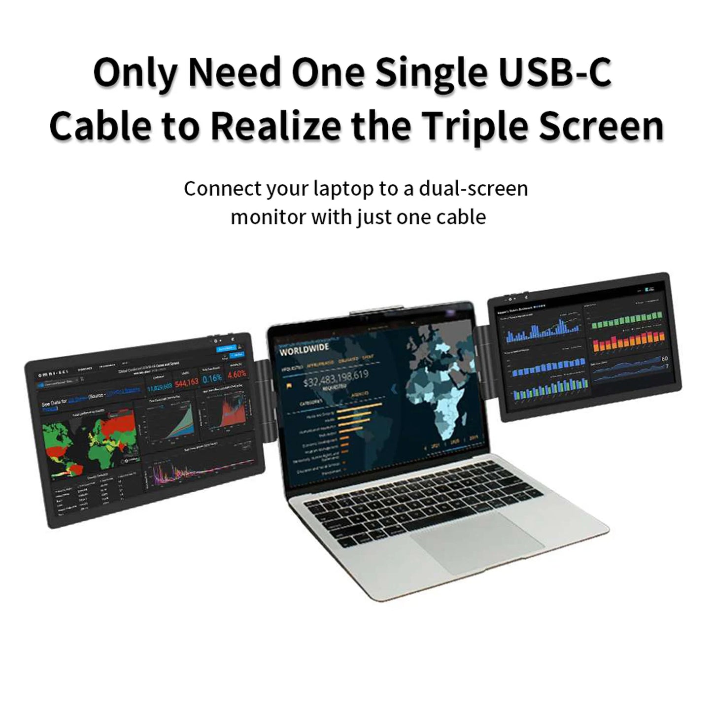 Enhance Your Productivity with the 12-Inch Dual Monitor - 1920x1080 HD IPS LCD Screen Extender for Laptops and Mobile Devices