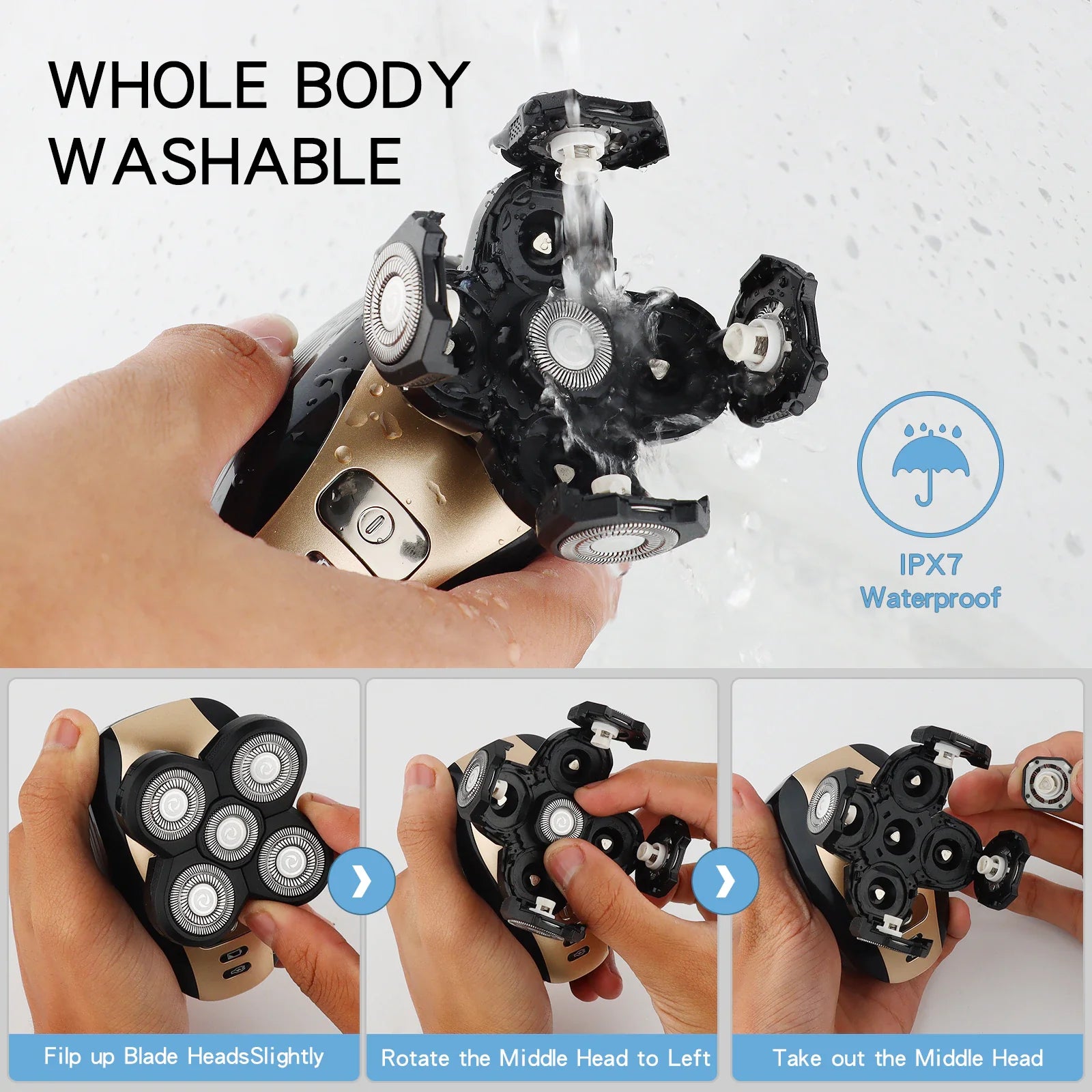 Revolutionary 5-in-1 4D Rotary Electric Shaver & Trimmer - Perfect for Bald Heads and Beards, Rechargeable and Versatile!