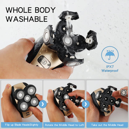 Revolutionary 5-in-1 4D Rotary Electric Shaver & Trimmer - Perfect for Bald Heads and Beards, Rechargeable and Versatile!