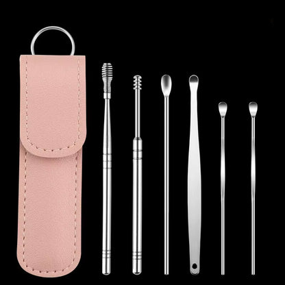 6-Piece Stainless Steel Ear Wax Picker Set - Ultimate Ear Care Kit for Safe and Effective Ear Cleaning