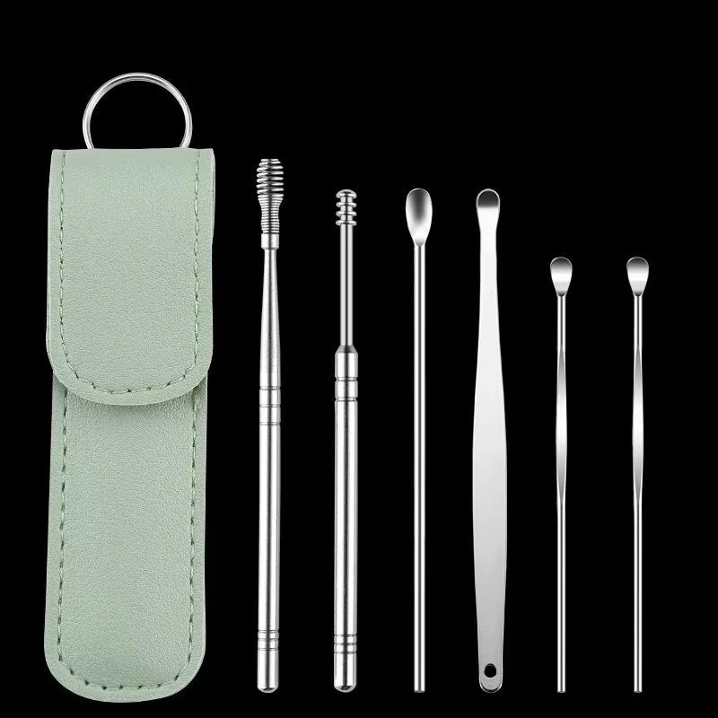 6-Piece Stainless Steel Ear Wax Picker Set - Ultimate Ear Care Kit for Safe and Effective Ear Cleaning