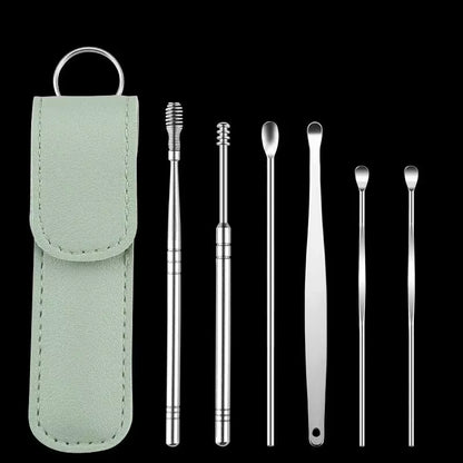 6-Piece Stainless Steel Ear Wax Picker Set - Ultimate Ear Care Kit for Safe and Effective Ear Cleaning
