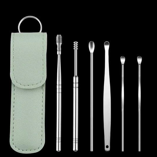 6-Piece Stainless Steel Ear Wax Picker Set - Ultimate Ear Care Kit for Safe and Effective Ear Cleaning