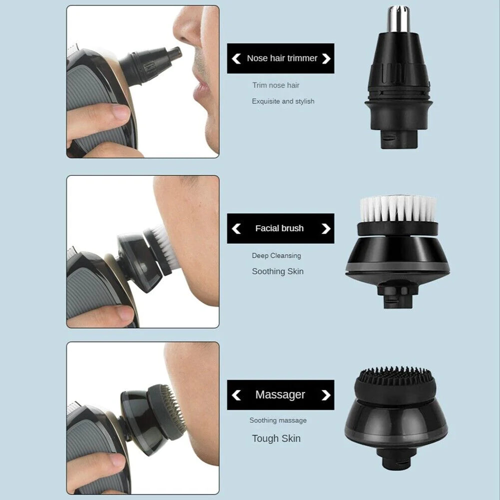 Revolutionary 5-in-1 4D Rotary Electric Shaver & Trimmer - Perfect for Bald Heads and Beards, Rechargeable and Versatile!