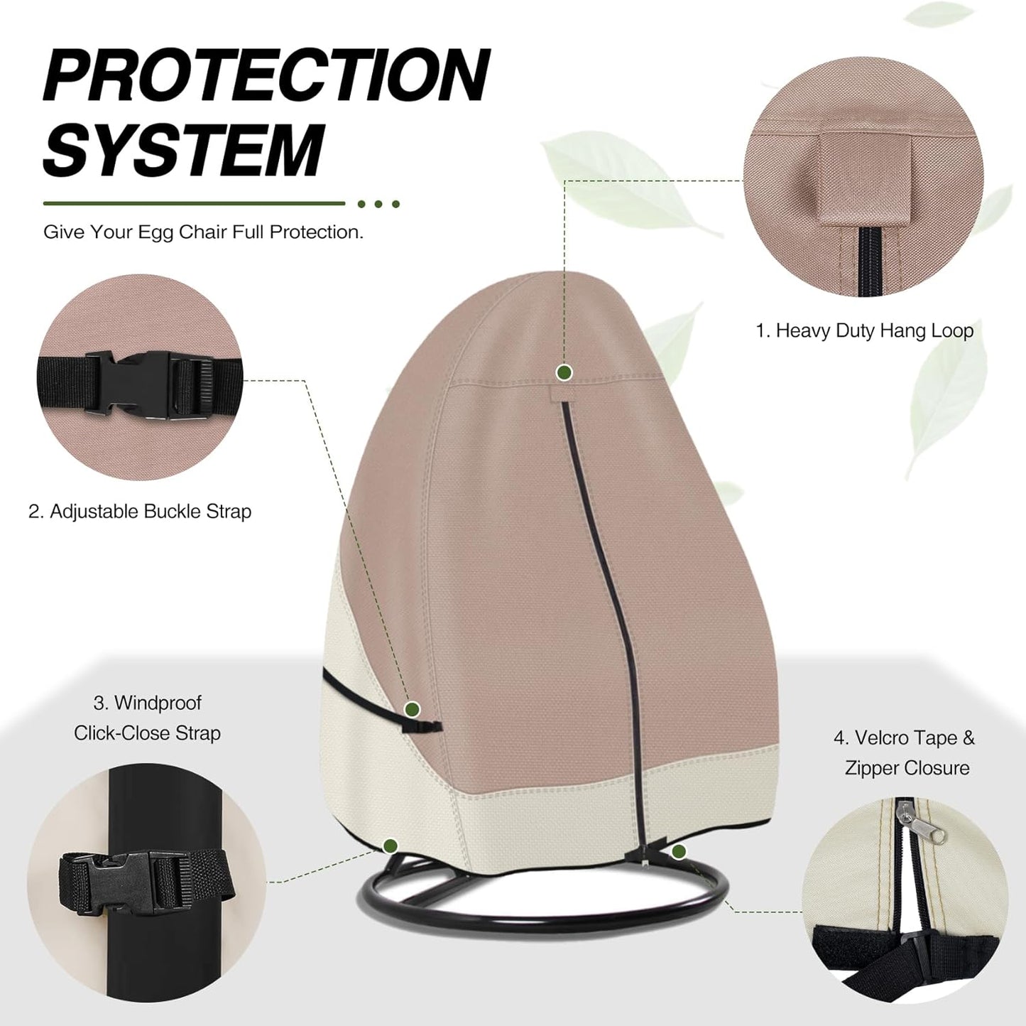 Durable Waterproof Patio Hanging Egg Chair Cover - Light Tan & Khaki Protection for Your Outdoor Swing