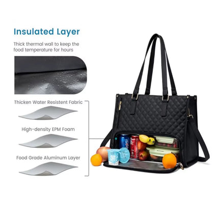 Chic 2-in-1 Insulated Lunch Bag & Laptop Carrier - Stylish, Leak-Proof Cooler for Work & Outdoor Adventures