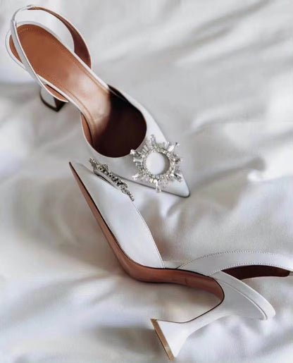 Elevate Your Summer Style with Our Luxurious Crystal Slingback High Heels - Perfect for Weddings, Parties, and More!
