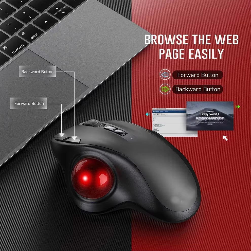 Revolutionize Your Computing Experience with the Ergonomic Bluetooth Wireless Trackball Mouse - Rechargeable, Dual-Mode Connectivity for Mac and Windows!