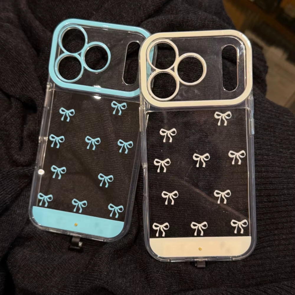 Illuminate Your Style with the Change Color Luminous Bowknot Phone Case for iPhone 11-17 Pro Max - Shockproof & Non-Slip Protection