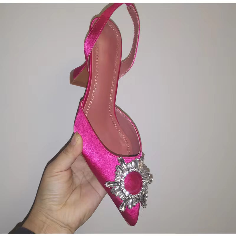 Elevate Your Summer Style with Our Luxurious Crystal Slingback High Heels - Perfect for Weddings, Parties, and More!