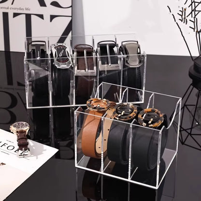 Maximize Your Closet Space with Our Versatile 3/5/7 Grid Acrylic Belt Organizer Boxes - Perfect for Ties, Bow Ties, and Belts!