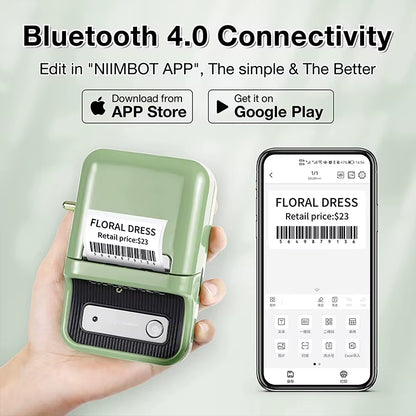 B21 Mini Portable Thermal Label Printer - Perfect for Home and Office, Bluetooth Enabled, Long-lasting Battery