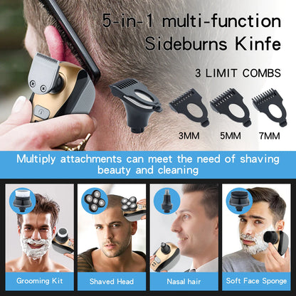 Revolutionary 5-in-1 4D Rotary Electric Shaver & Trimmer - Perfect for Bald Heads and Beards, Rechargeable and Versatile!