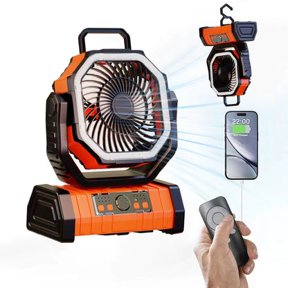 20000mAh Portable Rechargeable Fan with LED Light - Perfect for Camping and Outdoor Adventures!