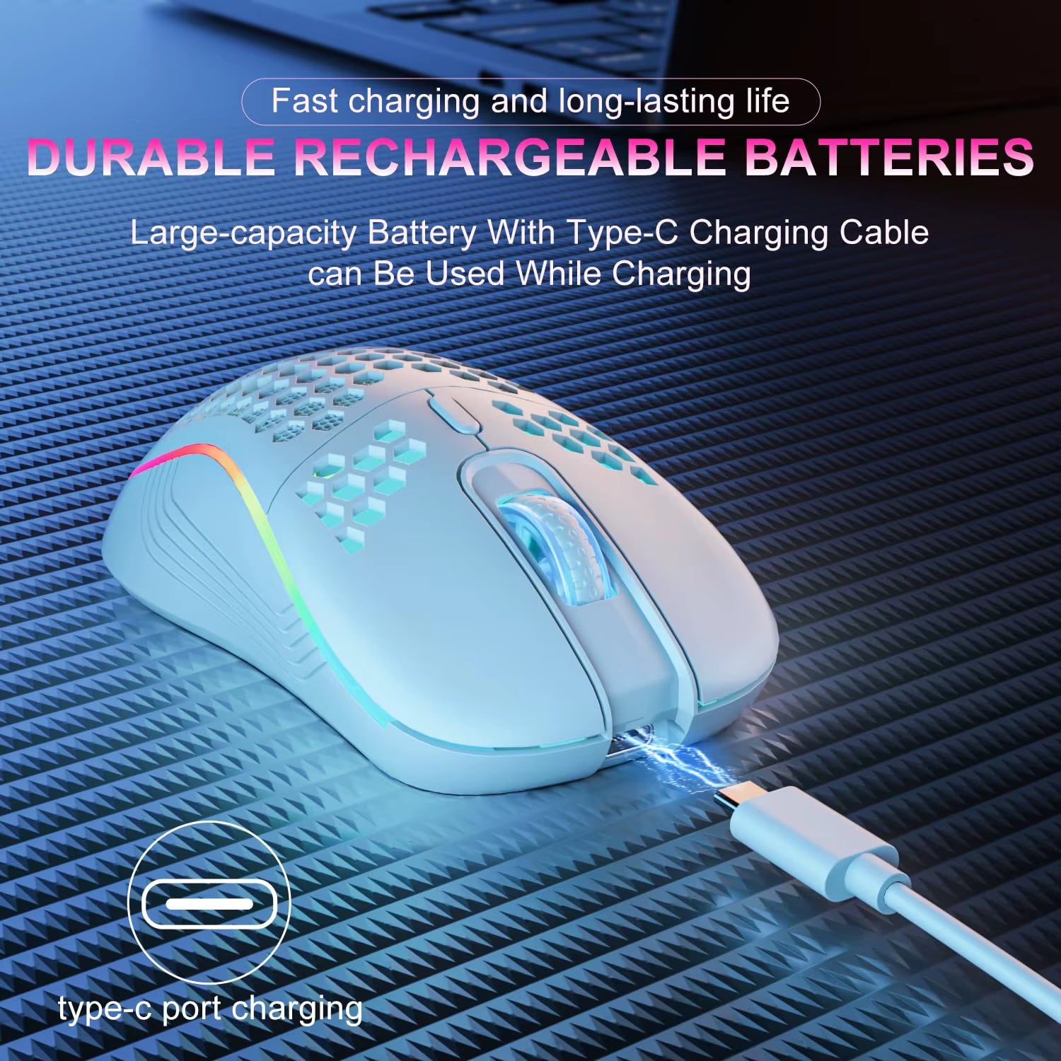 Experience Ultimate Gaming Precision with the 2.4G Wireless RGB Backlit Mouse - Ergonomic 6-Button Design with Rechargeable Convenience